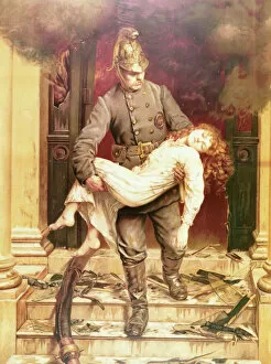 Realism Collection: Heroic fireman rescuing girl from fire
