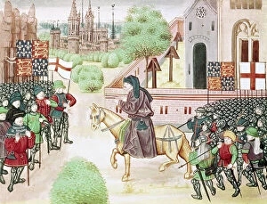Froissart Collection: History of England. Peasants revolt led by Wat Tyler in 138