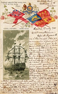 Royal Navy Poster Print Collection: HMS Victory, Flags and Nelson Quote