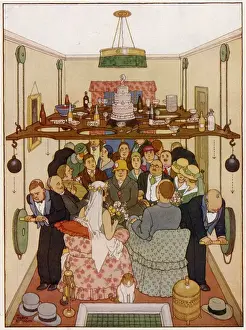 W. Heath Robinsons An Ideal Home No. III: Space Economy At A Wedding Reception Print