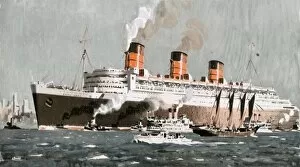 Liner Collection: An illustration of the Queen Mary ocean liner