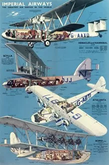 Royal Aeronautical Society Pillow Collection: Imperial Airways Poster, four types of plane