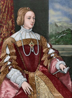 Modern art Jigsaw Puzzle Collection: Isabella of Portugal (1503-1539). Engraving. Colored