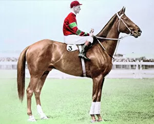 Silks Collection: Jim Pike, Australian jockey, on his horse, Phar Lap