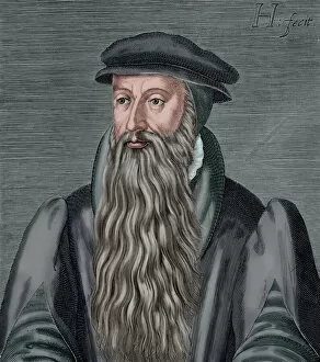 Beard Collection: John Knox (1514-1572). Engraving. Colored