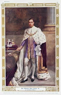 Abdication Collection: King George VI in Coronation Robes by Albert Collings