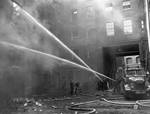 Hawkins Collection: LCC-LFB fatal warehouse fire, Langley Street WC2
