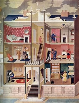 Fine art Pillow Collection: Life in a Boarding House by Eric Ravilious