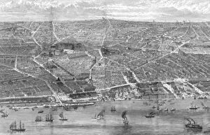 England Framed Print Collection: Liverpool birds eye view, 1886