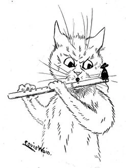 Wain Collection: Louis Wain - flute player and mouse