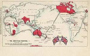 India Premium Framed Print Collection: Map of British Empire showing international cable