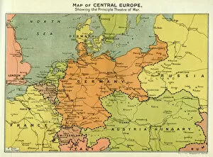 France Canvas Print Collection: Map of Central Europe, World War One