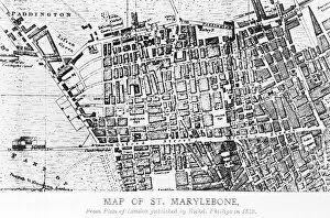 Paddington Metal Print Collection: Map of St Marylebone, London