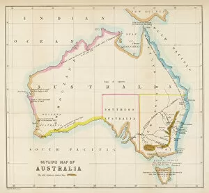 Australia Photographic Print Collection: Maps / Australia 1850S