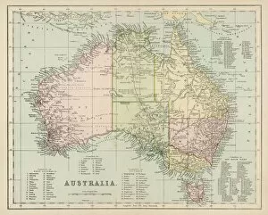 Australia Premium Framed Print Collection: Maps / Australia Post-1876