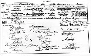 Abbey Collection: Marriage certificate, Princess Elizabeth and Prince Philip