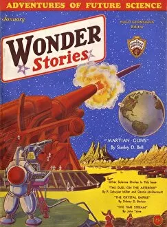 13 Jul 2011 Premium Framed Print Collection: Martian Guns, Wonder Stories SciFi Magazine Cover