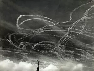 Battle of Britain Metal Print Collection: A Mass of White Contrails During a Battle-Of-Britain Dog?