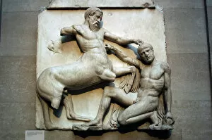 Classical period Collection: Metope. Parthenon marbles depicting part of the batlle betwe