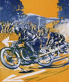 Motor Sport Pillow Collection: Motorbike racing - Tourist Trophy Race