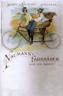 New Images from the Grenville Collins Collection Framed Print Collection: Naumanns Tandem Bicycle - Advertising postcard
