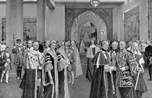 Regalia Collection: Notables assembled in the Abbey annexe at 1937 Coronation