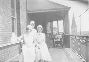 Nursing Photographic Print Collection: Three nurses on balcony, Bury St Edmunds Hospital