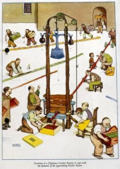 Cartoon Fine Art Print Collection: Overtime at a Christmas cracker factory by William Heath Rob