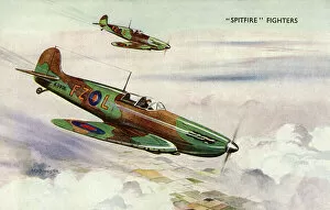 Battle of Britain Pillow Collection: A pair of RAF Supermarine Spitfire Fighters