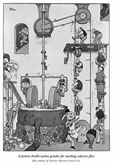 Heath Robinson Pillow Collection: Patent double action grinder for asbestos by Heath Robinson