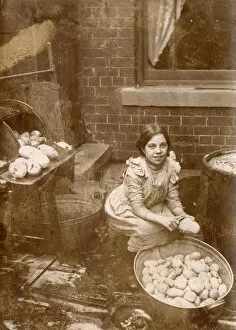 Lancashire Collection: Peeling Potatoes - Fish & Chip Shop, Morecambe, Lancashire