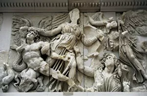 Related Images Poster Print Collection: Pergamon Altar. Athena against the giant Alcyoneus