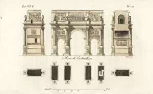 Elevations Collection: Plan and elevations of the Arch of Constantine, Rome