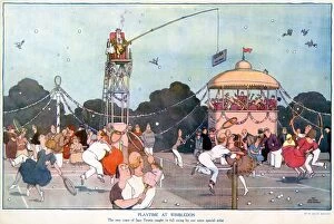 Tennis Pillow Collection: Playtime at Wimbledon. by William Heath Robinson