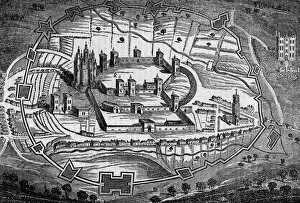 Maps Collection: PONTEFRACT CASTLE, Yorkshire