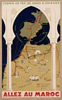Maps Collection: Poster for French railways to Morocco