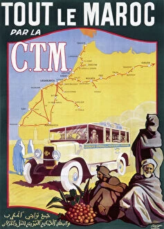 Related Images Pillow Collection: Poster for French railways to Morocco