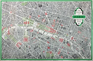 Maps Postcard Collection: Poster, map of the City of Paris