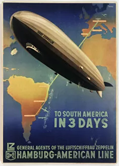 Royal Aeronautical Society Framed Print Collection: Poster, Zeppelin to South America