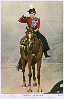 Elizabeth Collection: Princess Elizabeth - Attending the Trooping of the Colour