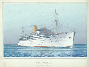 Watercolor paintings Collection: R Ms Chusan P and O Line Ocean liners Shipping