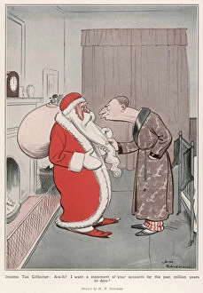 Cartoon Fine Art Print Collection: Santa caught by the tax inspector by H. M. Bateman