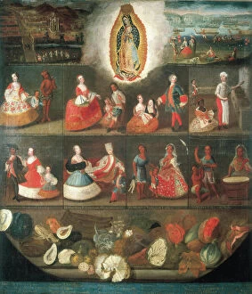 12 Dec 2012 Premium Framed Print Collection: Scenes of Mestizaje. Circa 1750. Casta paintings