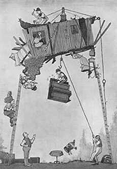 William Heath Fine Art Print Collection: Self-Help in War Time by Heath Robinson Building a Bungalow