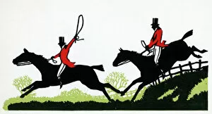 Red Fox Pillow Collection: Silhouette of fox hunting scene