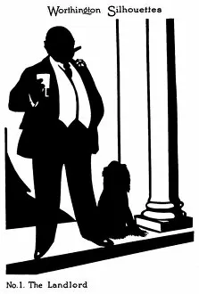 Harry Collection: Silhouette of a landlord and his dog