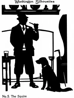 Back Collection: Silhouette of a local squire and his dog