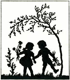 Valentine's Day Collection: Silhouette of two small children