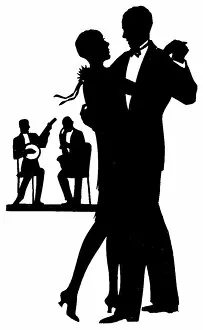 Saxophone Collection: Silhouette of stylish couple dancing