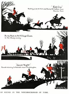 Red Fox Metal Print Collection: Silhouettes of hunting field scenes